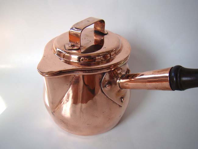 A fine 19th century English copper 'pouring pot' with fruitwood handle by Benham & Frauld circa 1860 — image 2